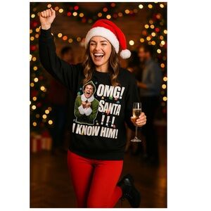 ELF Unisex Will Ferrell Light-Up Christmas Sweatshirt Black Size L Ugly Sweater